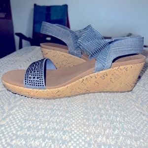 Wedge sandals size 11. Blue Skechers heels.